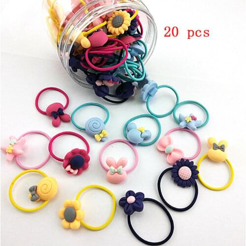 20pcs Rubber Band Elastic Hair Bands Kid Cartoon Lovely Princess Baby Girls Hair Rope Boxed
