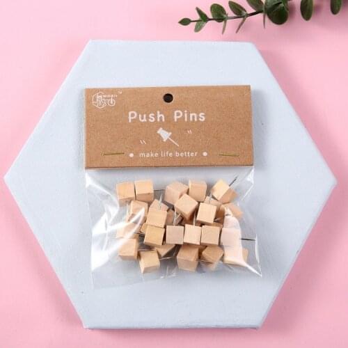 30pcs wooden soft square thumbtack various shapes creative thumbtack hand account decoration square spherical polygonal shape