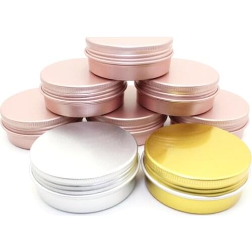 50pcs 60g Aluminum Jars 60ml Gold Pink black Silver Metal Tin 2oz Cosmetic Containers Crafts colorful aluminum boxs ZKH91