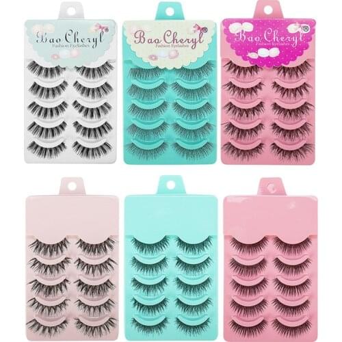 5 Pairs False Eyelashes 3D Strip Crisscross Fake Lashes Hand Made Natural Thick Full Long Fake Eyelash Bundles #91759