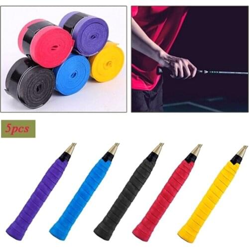 5Pcs Anti-slip Sport Hand wrap glue for Badminton racket Tennis racket Fishing rod Bicycle handlebar Frosted Sweat Band