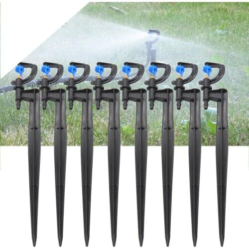 50pcs 24cm 180 Degrees Mist Nozzles On Stake Garden Irrigation Micro Drip Sprinklers Sprays Gardening Supplies Head