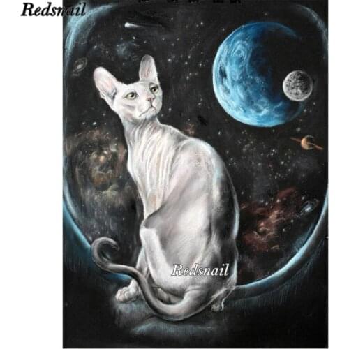 5D DIY Diamond Painting Mosaic Full Square Drill Diamond Embroidery Sphynx Cat Full Kit Rhinestone Home Decor Wallpaper EE555