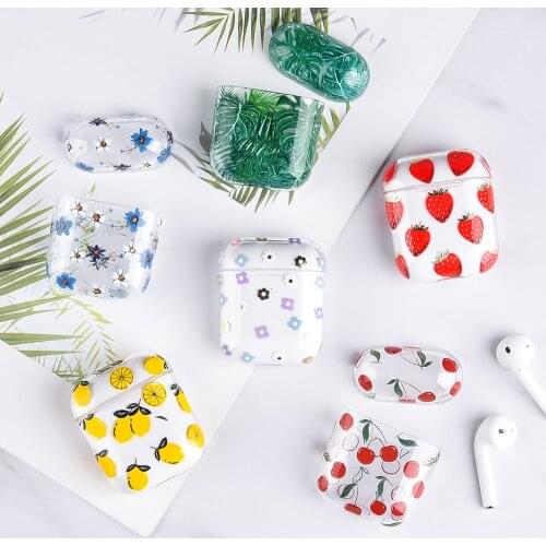 Case For Apple Airpods 2 1 Fruit Pattern Transparent Hard PC Cover For AirPods 2 Case Headset Case For Airpods 2 1 Hard Cover