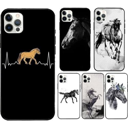 Horse Watercolor Flowers Cover Case For iPhone XR X XS MAX 12 Mini 11 Pro Max 5S 6S 7 8 Plus SE 2020 Coque