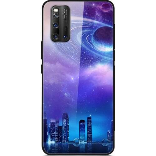 For VIVO IQOO 3 Phone Case Tempered Glass Case Fitness Back Cover Star Sky Pattern