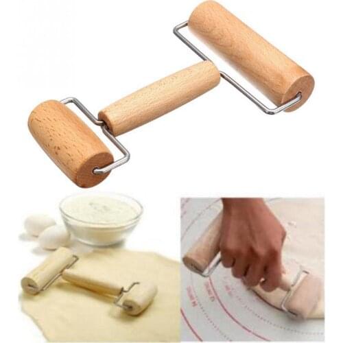 Wooden Non-Stick Glide Fondant Rolling Pin H-Shaped Fondant Cake Dough Roller Decorating Cake Roller Crafts Baking Cooking Tool