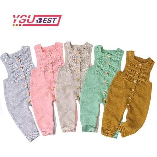 Baby Rompers Clothes Autumn Sleeveless Newborn Girls Jumpsuits Outfits Solid Knit Children Overalls Soft Toddler Boys Playsuits