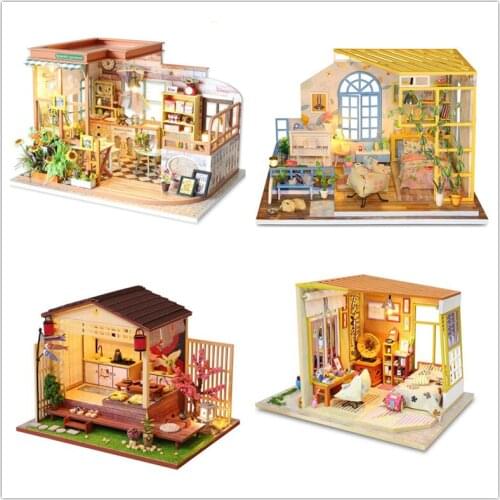 DIY Doll House Kit kids toys Miniature Dollhouse Model Building Kits Wooden Furnitures Toy Pretend Play Birthday Valentine Gift