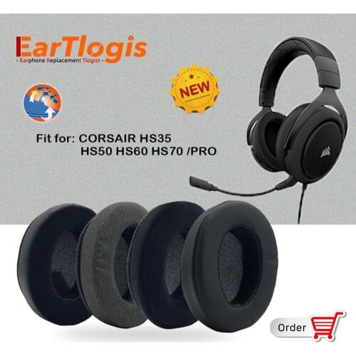 EarTlogis Replacement Ear pads for CORSAIR HS 35 50 60 70 / PRO Headset Parts Earmuff Cover Cushion Cups Pillow