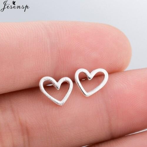 Jisensp Trendy Jewelry Women Fashion Cute Tiny Hollow Heart Earrings Gift for Girls Kids Small Elegant Love Stud Earrings Bijoux
