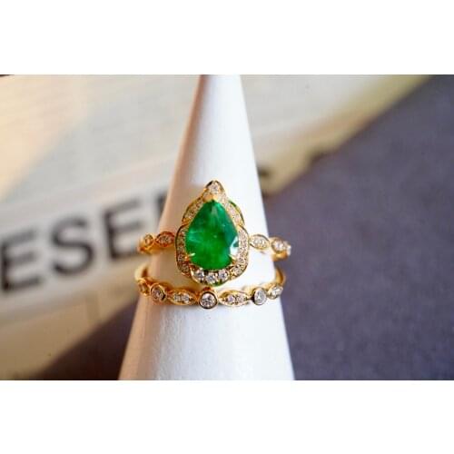 SX412 Solid 18K Gold Nature Emerald Rings for Women Fine Jewelry Presents