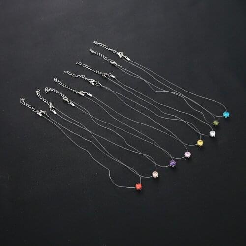 Hot Sale Teardrop Pendants 2018 Transparent Fishing Line Jewelry Necklace Clavicle Chain Invisible Woman Necklace