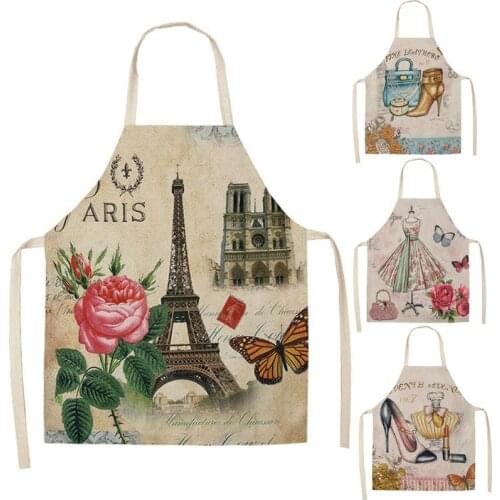 Vintage Bag Dress Shoes Kitchen Aprons for Women Cotton Linen Home Cooking Baking Waist Bib Pinafore Cleaning Tools WQ59