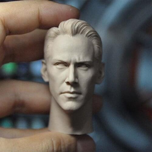 Unpainted 1/6 Neo Keanu Reeves Head Sculpt Male Soldier Head Carving Model Fit 12 inch Action Figure Body