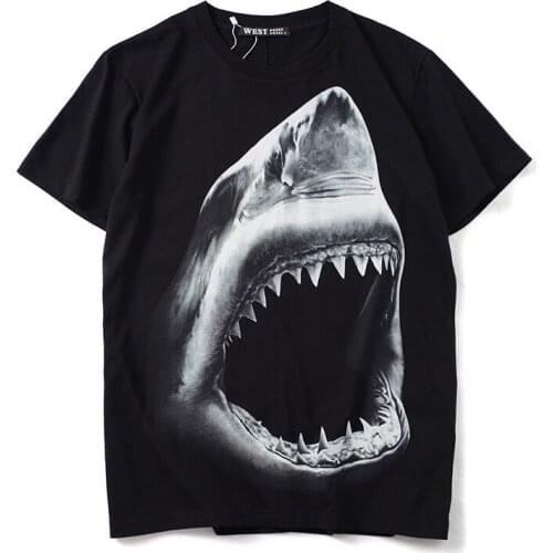 Novelty Men New luxury 3D Shark Teeth T Shirts T-Shirt Hip Hop Skateboard Parkour Street Cotton T-Shirts Tee Top Punk N183