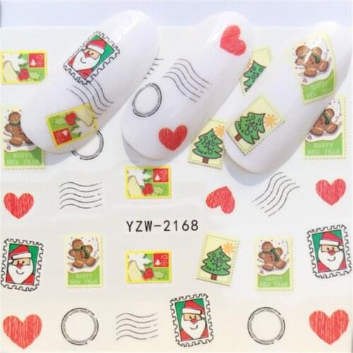 1 sheets DIY Nail Art Water Transfer Stickers Christmas Heart Lines slider adhesive Watermark Decals Women Beauty Wedding Nails