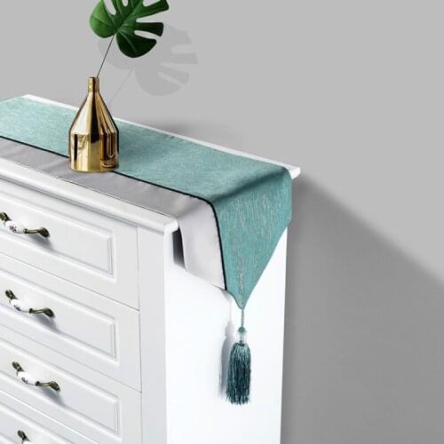 Hot Modern Light Luxury Furniture Dining able Coffee Table Tablecloth Fashion Bronzing Hot Stamping Stitching Tassel Tablecloth