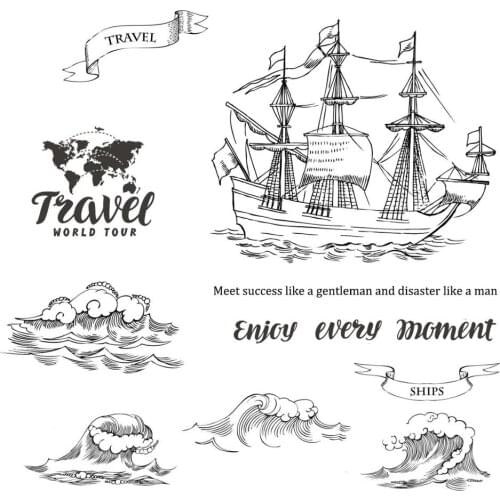 AZSG Wave / Sailboat Clear Stamps For DIY Scrapbooking Decorative Card Making Crafts Fun Decoration Supplies