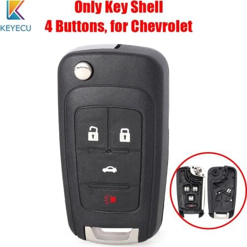 Keyecu Remote Auto Car Key Shell Case Cover Housing 4 Buttons for Chevrolet Camaro Cruze Equinox Malibu Sonic Impala Spark Volt