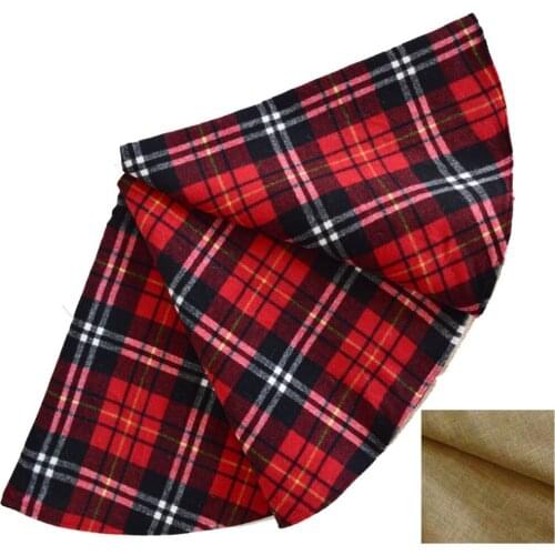 Promotion Skirt 50" Buffalo Check Plaid with Linen Burlap Backing XMAS Tree Decoration Reversible Tree Skirt