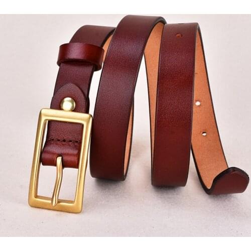 Womens Belt Fashion Female Belt Cowskin Genuine Leather Belts For Women Female Belt Copper Buckles Fancy Vintage for Jeans