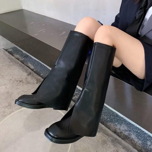 Womens shoes, fashion boots, womens round toe, thick-soled, slimming boots, new knight boots, trousers boots