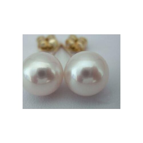 Free shipping luxury Noble jewelry Round South Sea Cultured Pearl 10mm Stud Earrings 14 Yellow Top Grading