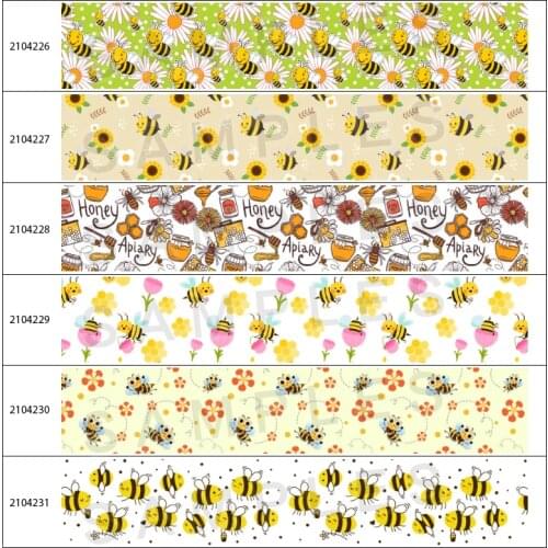 Cute Cartoon Bee Printed Grosgrain/Satin Ribbons Wedding Party Decorative Gift Wrapping 10yards