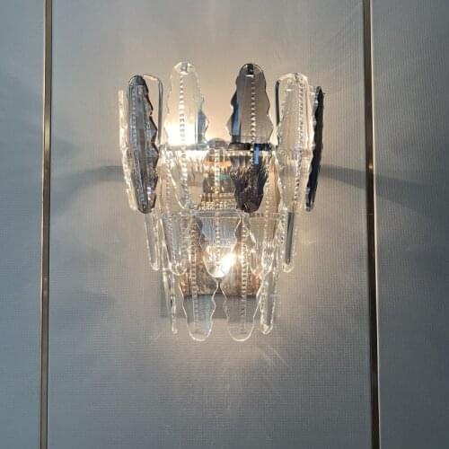 LED Crystal Wall Lamp Nordic Modern Style Hotel Bedroom Bedside Aisle Living Room Background Decoration E14 Warm Lighting