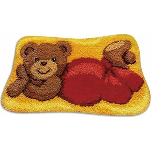 Animal Bear DIY Latch Hook Kits Decor Crocheting Tool Embroidery Cushion DIY Pillow Mat Rug Making 36x50cm