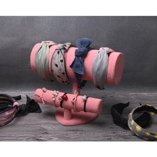 Velvet Heart Shaped Two Layer Jewelry Display Stand Headband Hair Clasp Tiaras Watch Bracelet Display Rack Storage