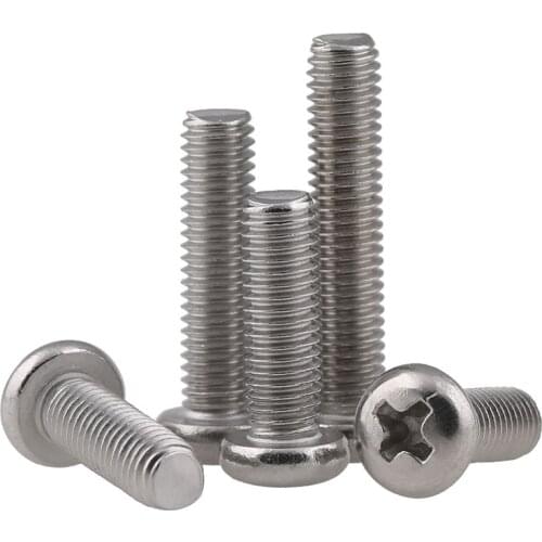 316 Stainless Steel Round Head Screw Gb818 Half Round Head / Pan Head Cross Slot Machine Tooth Screw M4 M5 M6 M8 10PCS