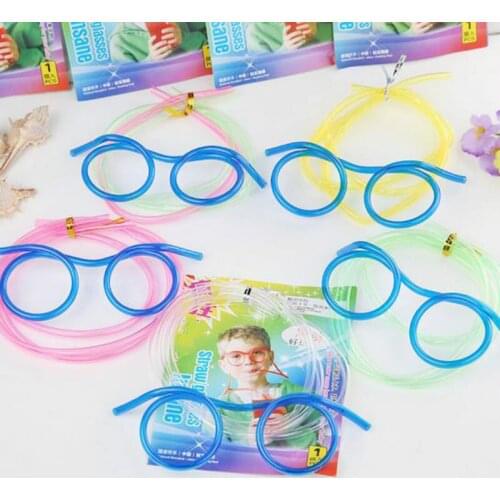 Fun Soft Plastic Straw Funny Glasses Flexible Drinking Toys Party Joke Tube Tools Kids Baby Birthday Party Toys