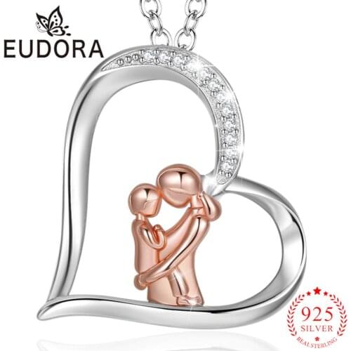 Angel caller 925 Sterling Silver mother baby Panndant with box Statement Necklace for Women Silver Jewelry With link Chain D517