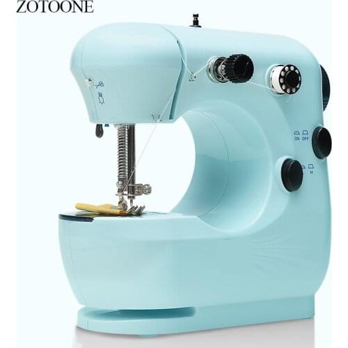 ZOTOONE Mini Electric Handheld Sewing Machine Dual Speed Adjustment with Light Foot Double Threads Pendal Sewing Machine