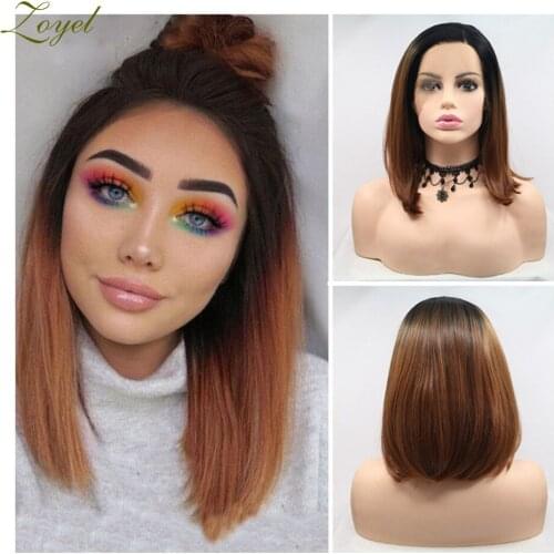 Zoyel Short Bob Synthetic Lace Front Wigs with Side Part for Women Glueless Heat Fiber Hair Realistic Daily Wear Wig