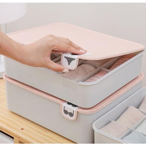1/10/15 Grid Plastic Underwear Storage Box with Mark Closet Organizer Drawer Household Underwear Bra Socks Storage Box