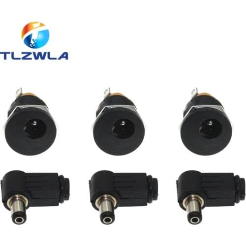 10PCS (5Pairs) Male DC Power Plug Angle 90 degree L Shaped plastic + Female Metal Panel Mount Socket Jack Plug DC Connector