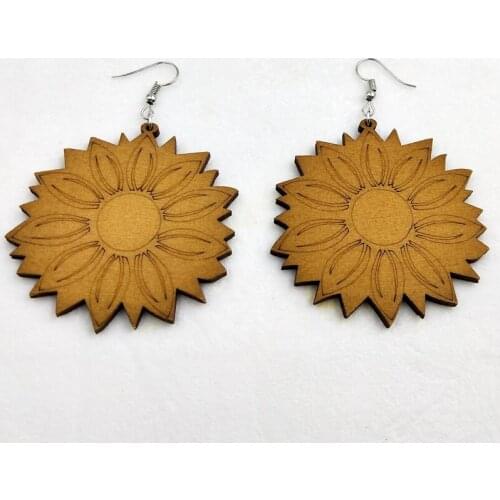 12 Pairs Good Quality Wood Earrings Organic brown Hollow African Woman Wooden Brincos Pendant 5.5cm/2.2'' E338