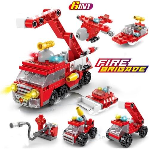 142Pcs City Fire Fighting Building Blocks Set Fire Brigade Fire Station Car Model Toy Assembly DIY Educational Toys for Children