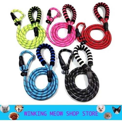 2021 Nylon Adjustable Pet Leash Collar 2 In 1 Reflective Padded Handle Dog Slip Leash Training Rope For Small Medium Large Dogs