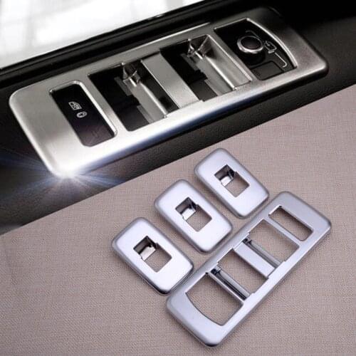 4Pcs Car Chrome Window Lift Switch Frame Cover Fit for Land Rover Range Rover Sport 2014 2015 2016 2017