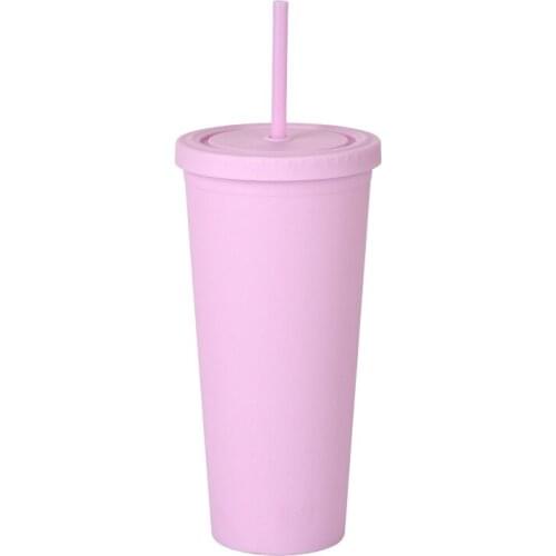 48pcs / lot Top Selling Skinny 22oz Plastic Cup 2021 New Arrival Straw Tumbler Water Cup Multi Colors