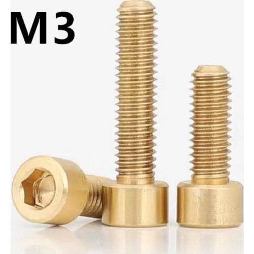 60PCS M3x4/5/6/8/10/12/16/20/25mm GB70.1 DIN912 Pure Brass Hexagon Socket Screws Bolt