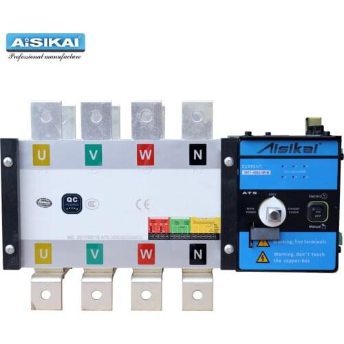 AISIKAI 400A 4P ATS controller dual power automatic transfer switch parts 220V380V electric diesel generator panel board 3phase