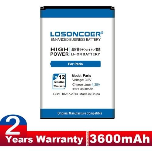 LOSONCOER 3600mAh High Quality Mobile Phone Battery for UleFone Paris / UleFone Paris X Battery Global Free Shipping