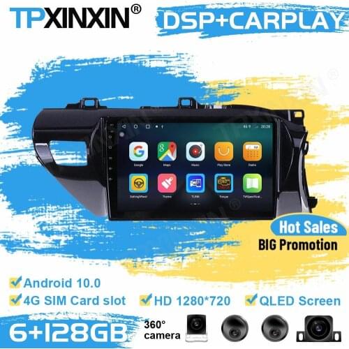 360 Cameras Car Radio Stereo Receiver Android For Toyota Hilux RHD 2015 2016 2017 2018 2019 2020 GPS Player Auto Audio Head Unit