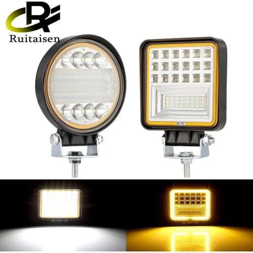 White + yellow square with aperture 42 lights 126W LED work light off-road vehicle light engineering vehicle light