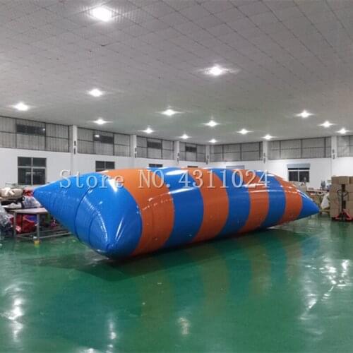 Free Shipping 7*3m 0.9mm PVC Colorful Inflatable Water Trampoline Jumping Pillow Water Blob Inflatable Water Ejection Bag